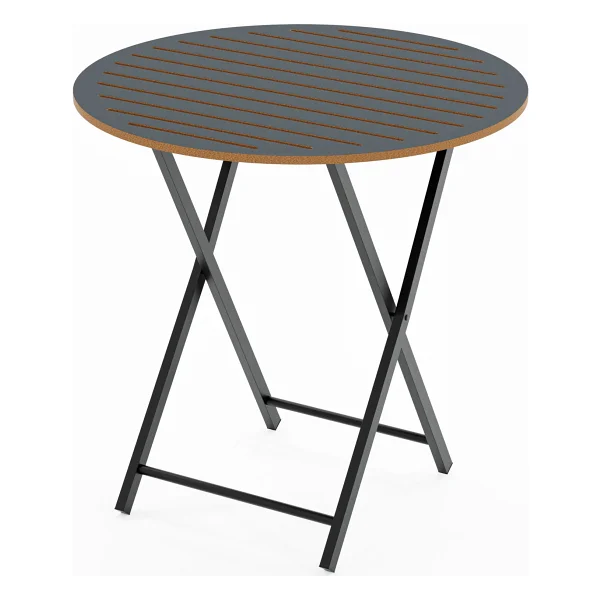 Eportatif Katlanır 4 Kişilik Yuvarlak Bahçe Masası Bistro Masa 70x70 Füme 1508 - Görsel 4