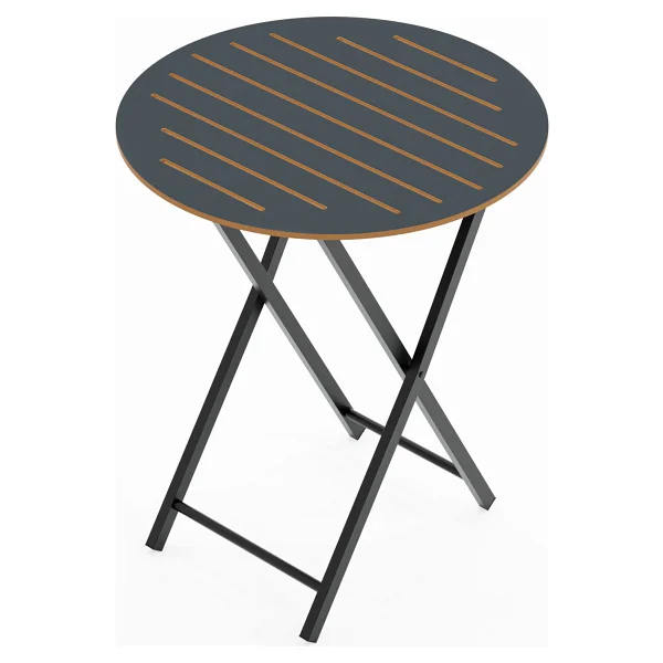 Eportatif Katlanır 4 Kişilik Yuvarlak Bahçe Masası Bistro Masa 70x70 Füme 1508 - Görsel 2