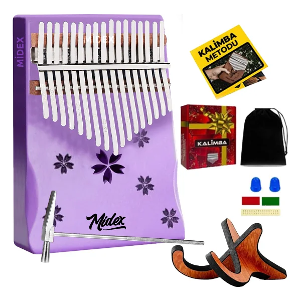 Midex Klx-540-Pak Beyaz Renk Gerçek Ağaç Kalimba 17 Tuşlu Full Set - Görsel 10