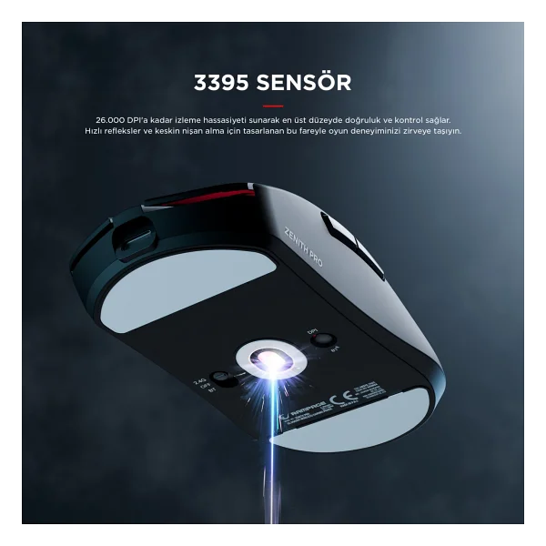 Rampage Zenith Pro 4K Şarjlı Optik Kablolu/Kablosuz Oyuncu Mouse - Görsel 5