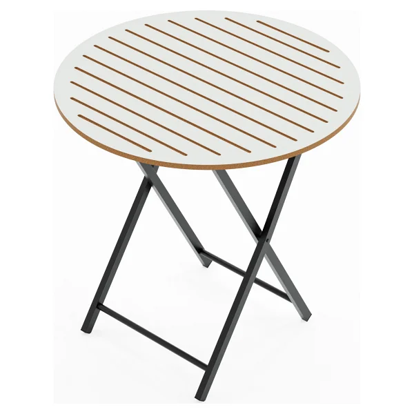 Eportatif Katlanır 4 Kişilik Yuvarlak Bahçe Masası Bistro Masa 70x70 Beyaz 1507 - Görsel 4
