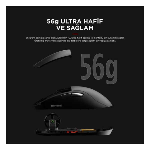 Rampage Zenith Pro 4K Şarjlı Optik Kablolu/Kablosuz Oyuncu Mouse - Görsel 3