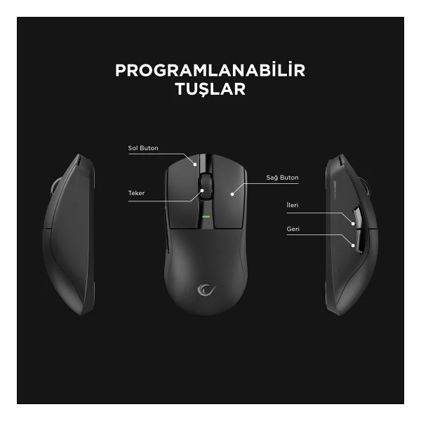 Rampage Zenith Pro 4K Şarjlı Optik Kablolu/Kablosuz Oyuncu Mouse - Görsel 6