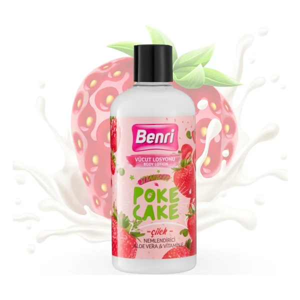 Benri Çilek Poke Cake 500 Ml Vücut Losyonu - Görsel 3