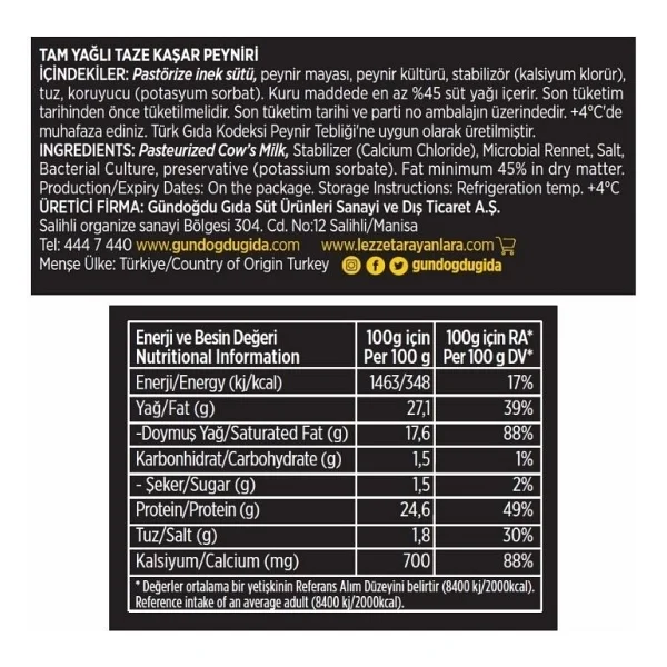 Gündoğdu Taze Kaşar Peyniri 700 Gr 6'lı - Görsel 4