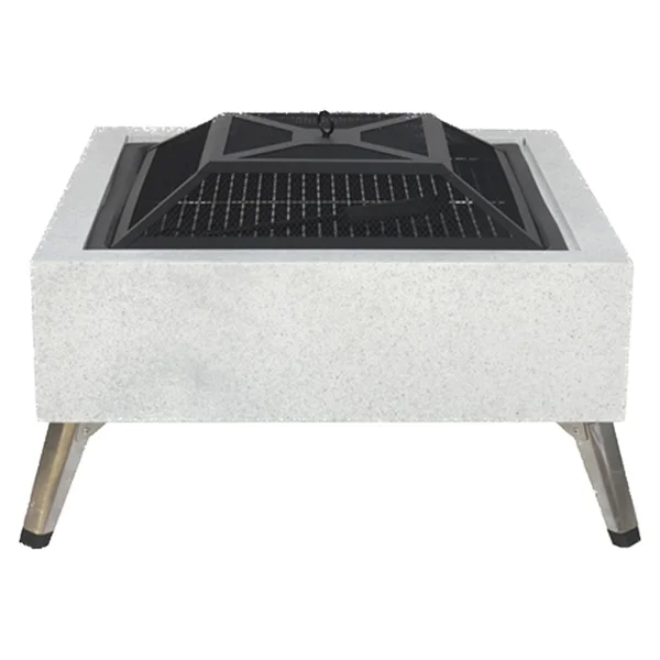 Somineco Metal 4 Parça Ithal Kare Katlanabilir Ayaklı Ateş Çukuru Mangal Şömine Bahçe Isıtma 70x70 Cm 05127 - Görsel 2