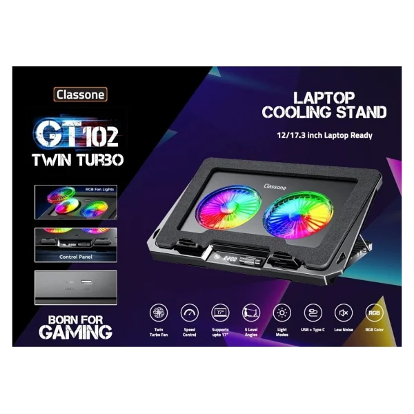 Classone Gt102 2 Fanlı 17.3" Laptop Soğutucu - Görsel 3
