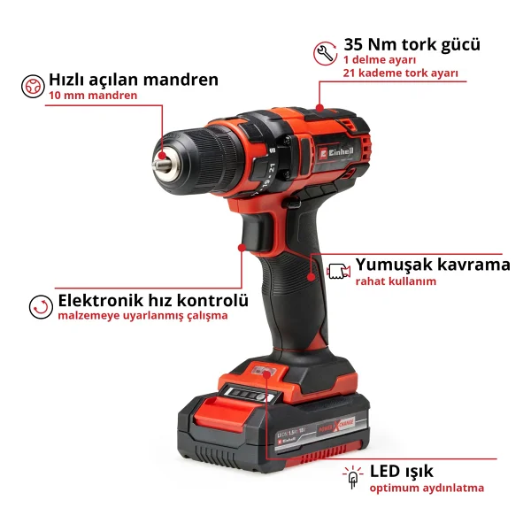 Einhell Tc-CD 18/35 Li Tek Akülü 1.5 Ah Vidalama Makinesi - Görsel 4