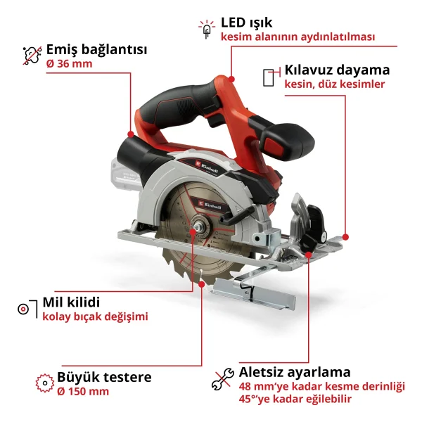 Einhell Te-Cs 18/150 Li Daire Testere - Görsel 3