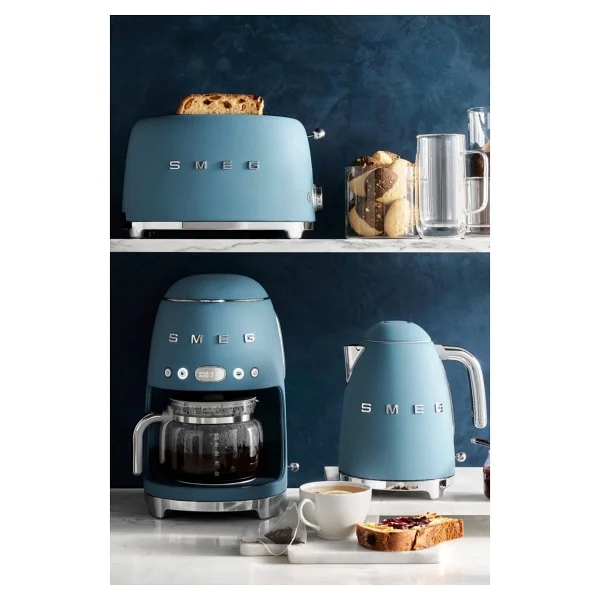 Smeg Mat Storm Blue Kettle Seti: Ekmek Kızartma Makinesi Ve Filtre Kahve Makinesi Otomatik Kapanma Özelliği - Görsel 5