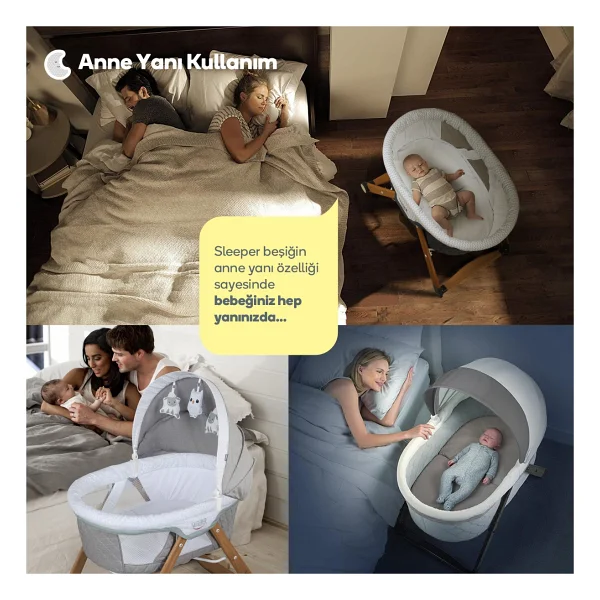 Kiwi Safe & Comfort Sleeper All İn One Kahverengi Sallanır Katlanır Ahşap Beşik - Görsel 4