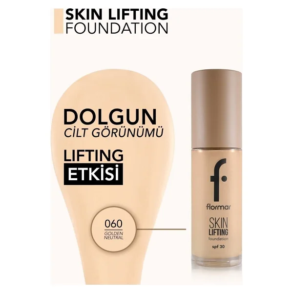 Flormar Skin Lifting Sıkılaştırıcı Bakım Yapan Spf 30 060 Golden Neutral 30 Ml Likit Fondöten - Görsel 4