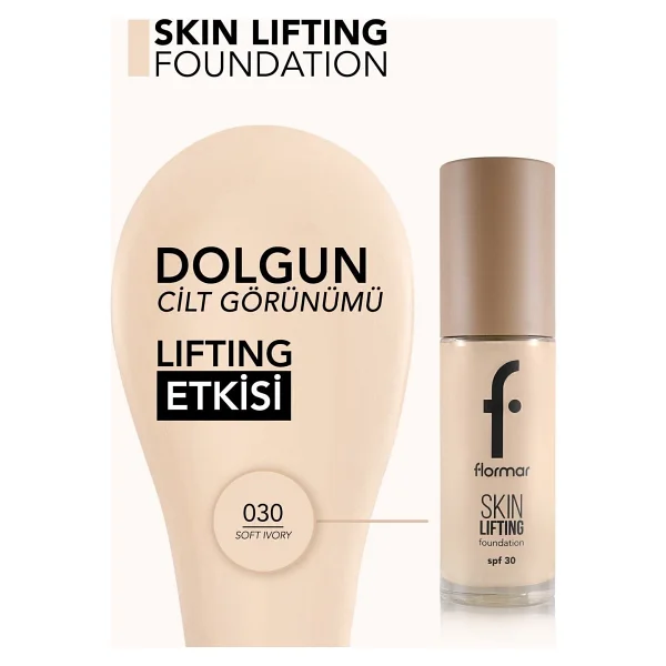 Flormar Skin Lifting Sıkılaştırıcı Bakım Yapan Spf 30 030 Soft Ivory 30 Ml Likit Fondöten - Görsel 4
