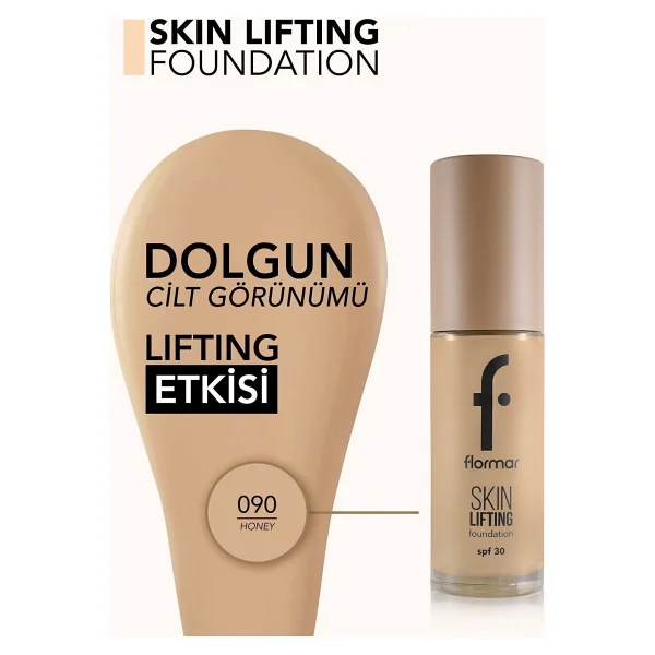 Flormar Skin Lifting Sıkılaştırıcı Bakım Yapan Spf 30 090 Honey 30 Ml Likit Fondöten - Görsel 5