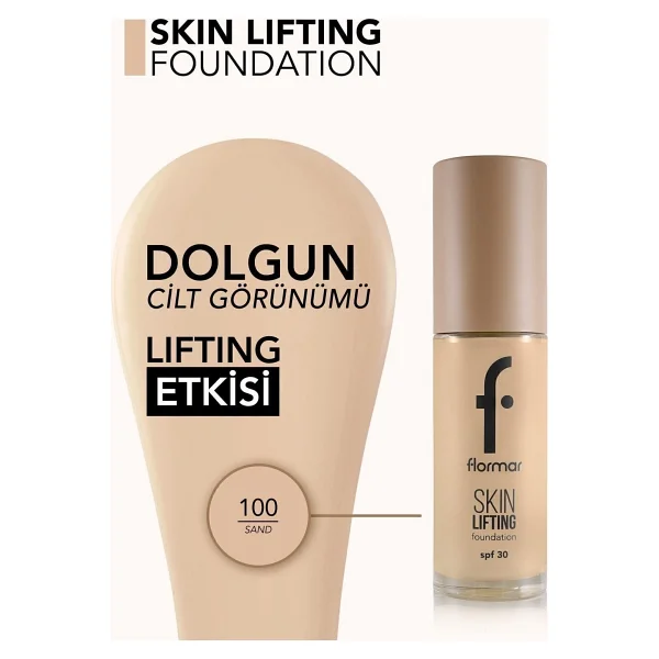 Flormar Skin Lifting Sıkılaştırıcı Bakım Yapan Spf 30 100 Sand 30 Ml Likit Fondöten - Görsel 5