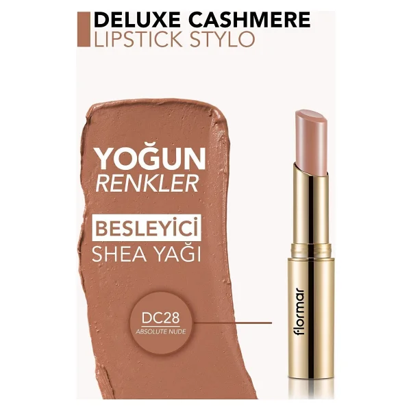 Flormar Deluxe Cashmere Stylo Dc28 Absolute Nude Stick Ruj - Görsel 4
