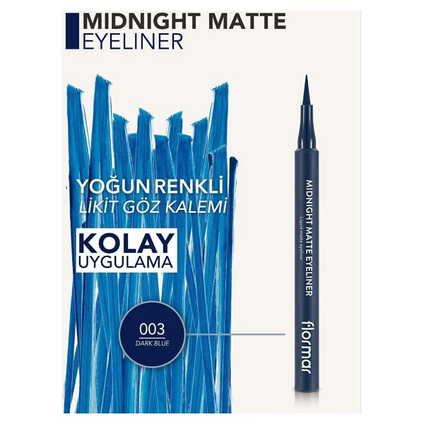 Flormar Midnight Matte Dark Blue Kalem Eyeliner - Görsel 7