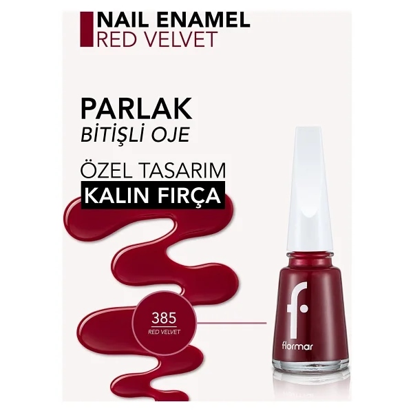 Flormar Nail Enamel 385 Red Velvet Oje - Görsel 5