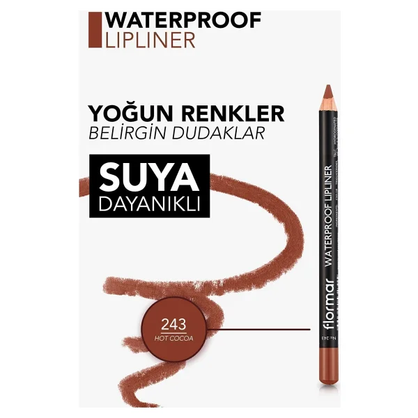 Flormar Waterproof Lipliner 243 Hot Cocoa Dudak Kalemi - Görsel 5