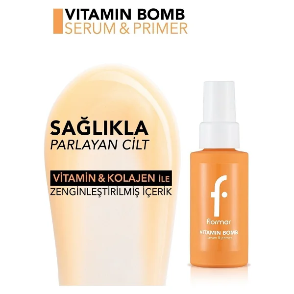 Flormar Vitamin Bomb Canlandırıcı Etkili Vitamin İçeren Serum 30 Ml Makyaj Bazı - Görsel 4