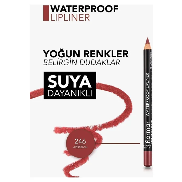 Flormar Waterproof Lipliner 246 Rosebush Dudak Kalemi - Görsel 5