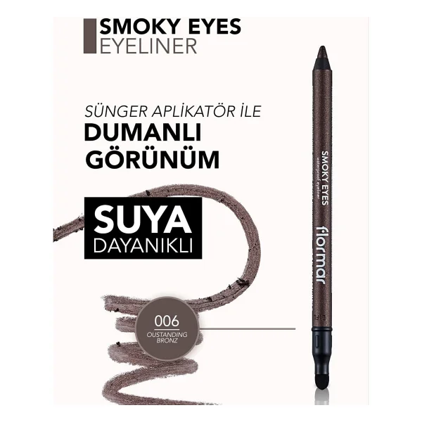 Flormar Smokey Eyes Waterproof 006 Oustanding Bronz Göz Kalemi - Görsel 5