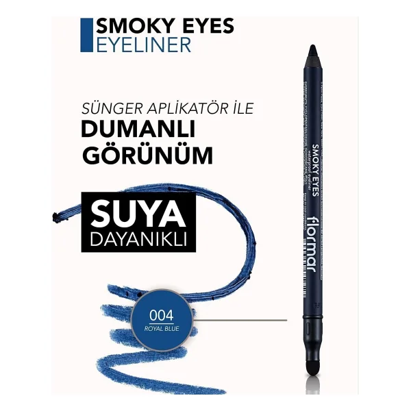 Flormar Smokey Eyes Waterproof 004 Royal Blue Göz Kalemi - Görsel 6