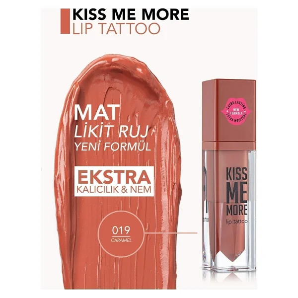 Flormar Kiss Me More Lip Tattoo 019 Caramel Likit Ruj - Görsel 3