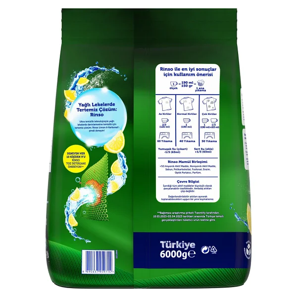Rinso Limon Ve Karbonat 6 Kg Toz Deterjan - Görsel 9