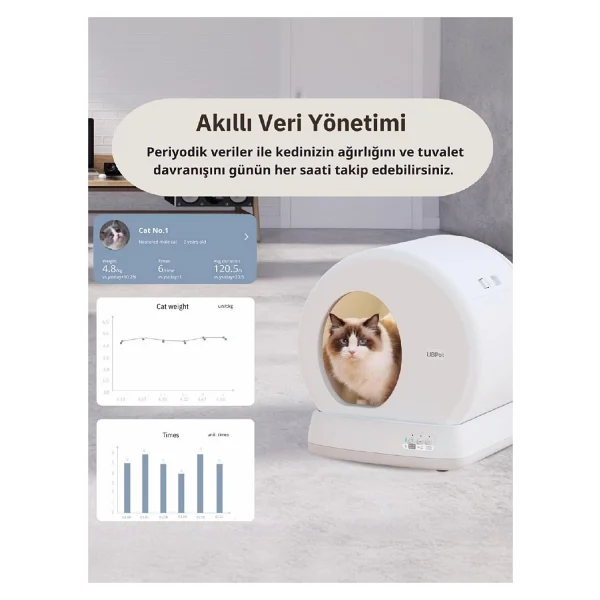 Ubtech Ucat C10 Pro Kameralı Akıllı Kedi Tuvaleti - Görsel 8