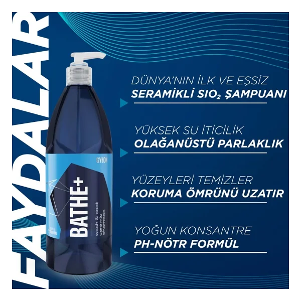 Gyeon Q2m Bathe+ Plus Seramik Bazlı Ph Nötr Cilalı Oto Şampuanı 1000 Ml -Su İtici Araç Yıkama Köpüğü - Görsel 2