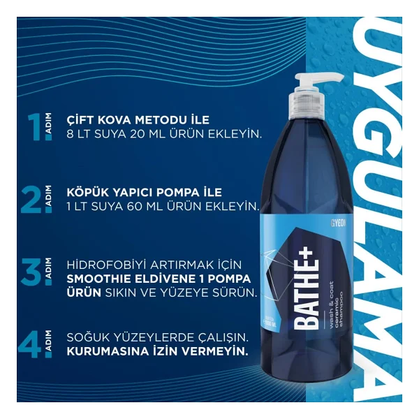 Gyeon Q2m Bathe+ Plus Seramik Bazlı Ph Nötr Cilalı Oto Şampuanı 1000 Ml -Su İtici Araç Yıkama Köpüğü - Görsel 3