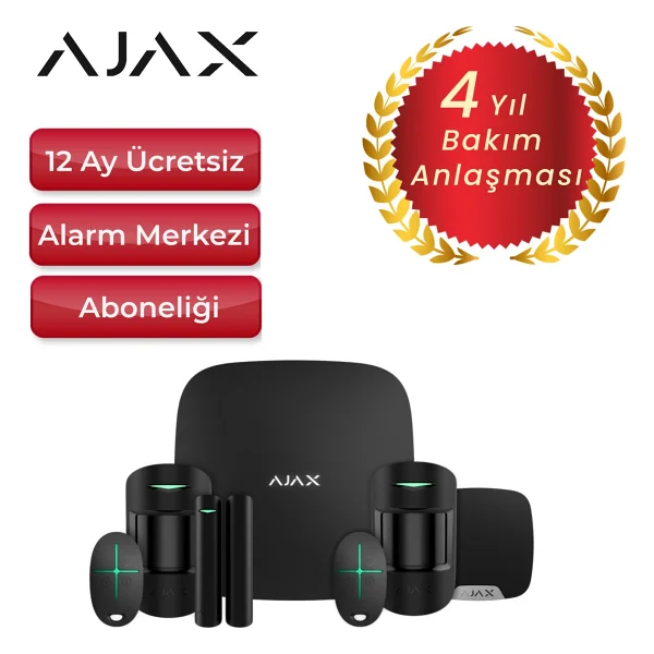 Ajax Alarm Dahili Siren Dahil 3 Dedektörlü Set - 2 Adet Hareket Dedektörü, 1 Adet Manyetik - Görsel 2