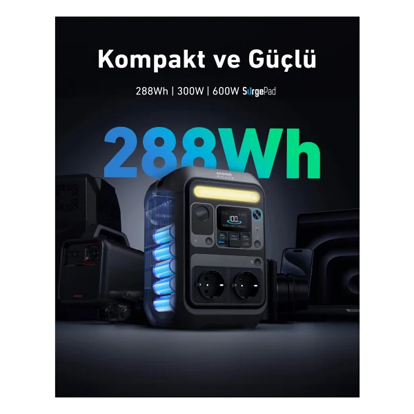 Anker Solix C300x Ac 288 Wh 300 W Taşınabilir Güç Kaynağı - Görsel 2