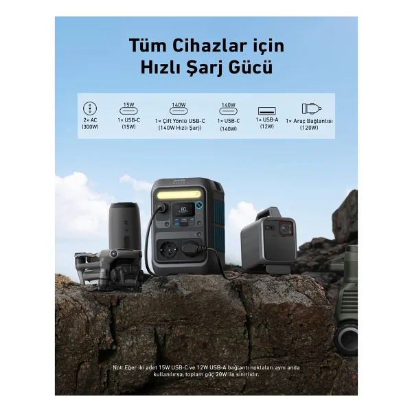 Anker Solix C300x Ac 288 Wh 300 W Taşınabilir Güç Kaynağı - Görsel 3