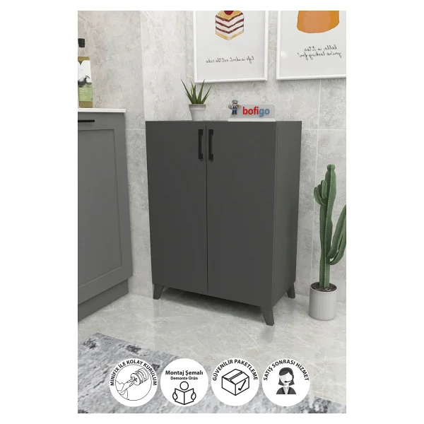 Bofigo 4 Raflı Çok Amaçlı Dolap Çok Amaçlı Mutfak Dolabı Banyo Dolabı Ceren Beyaz - Görsel 9
