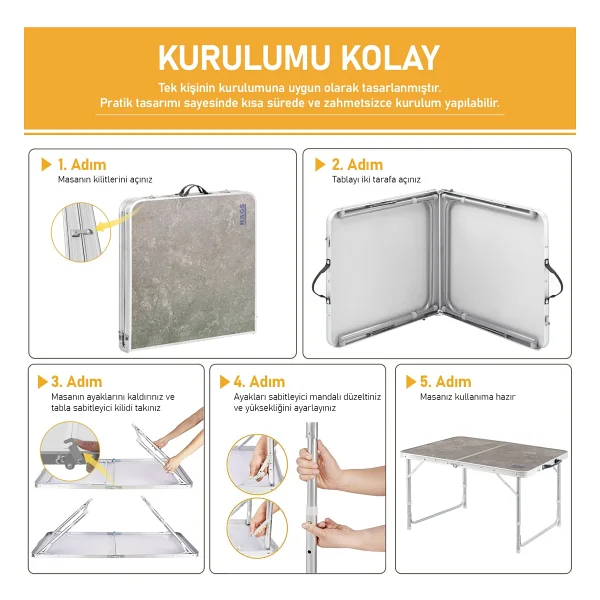 Haegs 90x50 Cm Alüminyum Katlanır Kamp Masası - Görsel 3