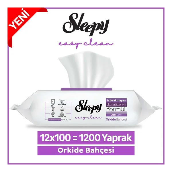 Sleepy Easy Clean Orkide Bahçesi Yüzey Temizlik Havlusu 100 Yaprak 12'li - Görsel 7