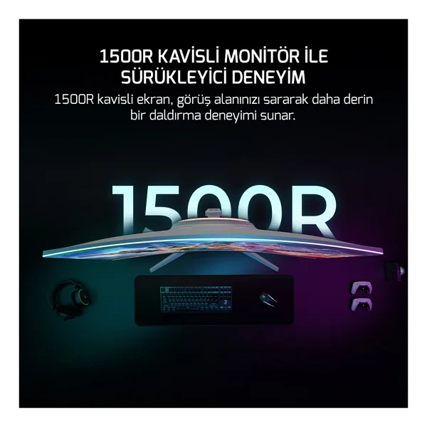 Gamepower Vivid T50 White 27'' 0.5 Ms Full HD Curved 200 Hz Oyuncu Monitörü - Görsel 4