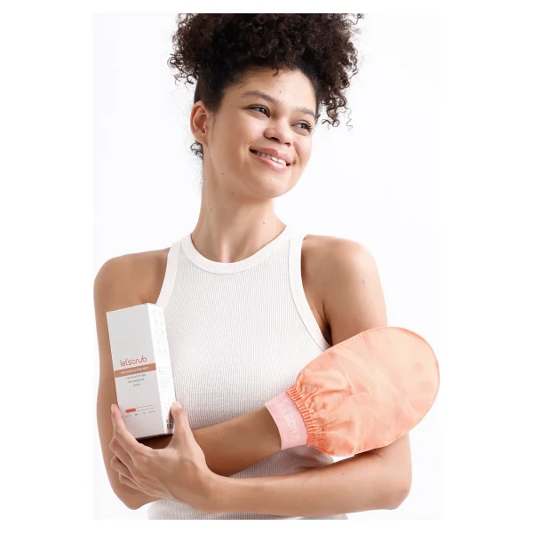 Let'scrub Yavruağzı Lastikli Banyo Duş Kesesi Peeling Eldiveni %100 Floş Ipek Hassas Ciltler Için - Görsel 3