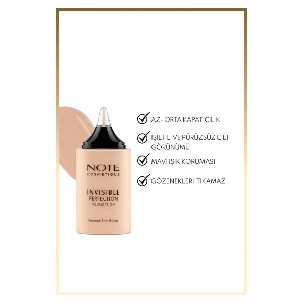 Note Invisible Perfection 120 Natural Ivory 35 Ml Likit Fondöten - Görsel 2