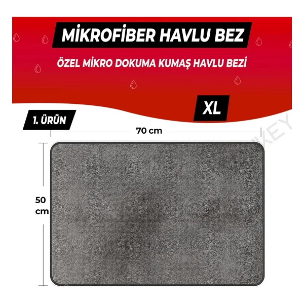 Wonkey - Mikrofiber Oto Yıkama Temizleme Seti Araç Kurulama Havlusu + Otomobil Cam Bezi + Araba Yıkama Eldiveni Paketi (3'lü Set) - Görsel 6