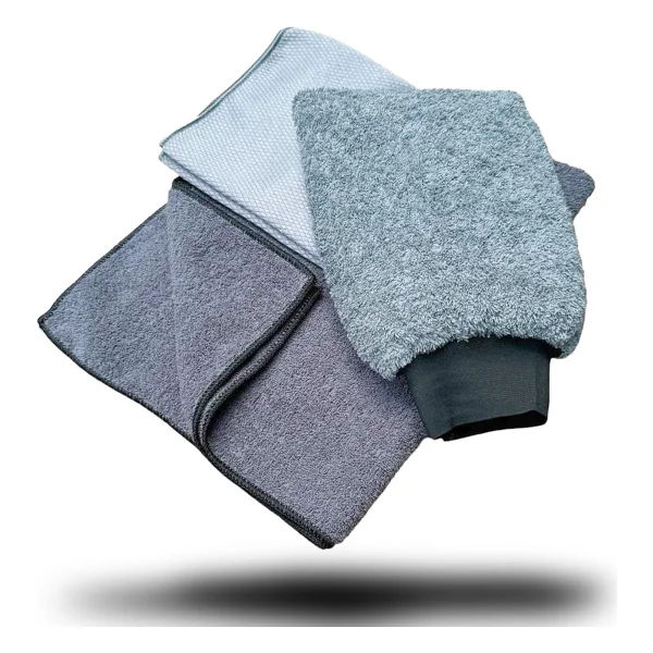 Wonkey - Mikrofiber Oto Yıkama Temizleme Seti Araç Kurulama Havlusu + Otomobil Cam Bezi + Araba Yıkama Eldiveni Paketi (3'lü Set) - Görsel 7