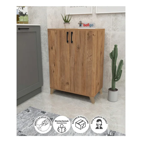 Bofigo 4 Raflı Çok Amaçlı Dolap Çok Amaçlı Mutfak Dolabı Banyo Dolabı Ceren Beyaz - Görsel 7