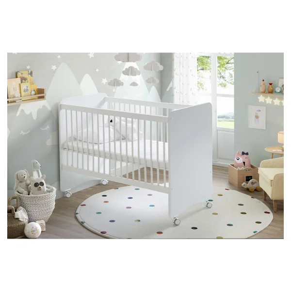 Baby When Bw1025 Pratik Kademeli Tekerlekli Beşik Beyaz 60x120 - Görsel 2