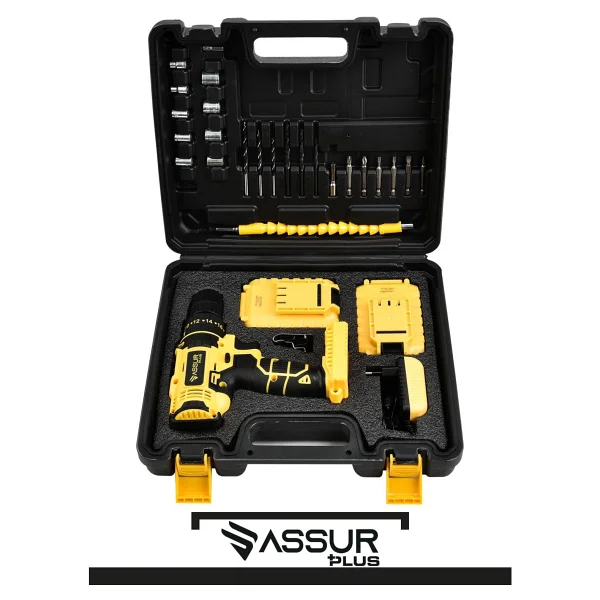 Assur 12v 1.5ah Metal Şanzıman Çift Akülü Bakır Sargı 24 Parça Şarjlı Matkap Akülü Vidalama - Görsel 2