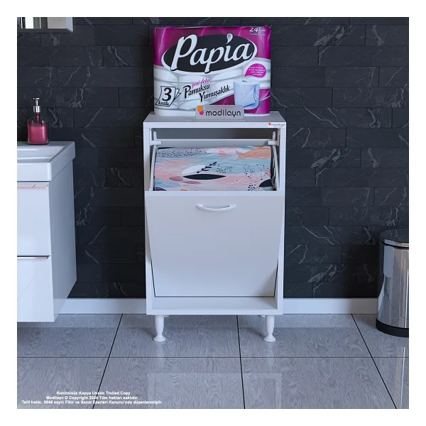 Modilayn Soke 45 X 75 X 32,5 Cm Kirli Camasir Sepetli Banyo Dolabi - Görsel 3