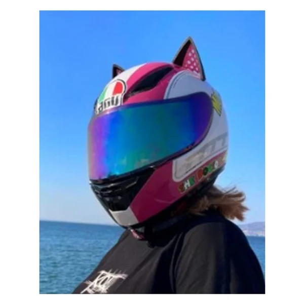 Minikbahçem Kedi Kulağı Kask Aksesuarı Kask Aparatı Mor - Görsel 5