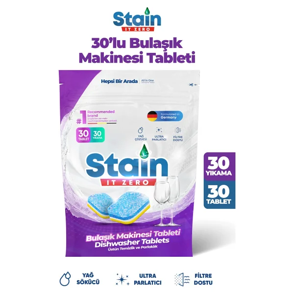 Stain It Zero Hepsi Bir Arada Bulaşık Makinesi Tableti 30'lu - Görsel 4