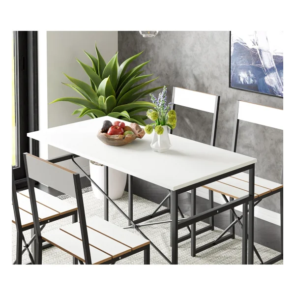 Eportatif Mutfak Masası Yemek Masası Salon Masası 4 Kişilik 120X60 Masa Beyaz 1535 - Görsel 4